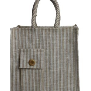 Medium size natural jute bag with front pocket