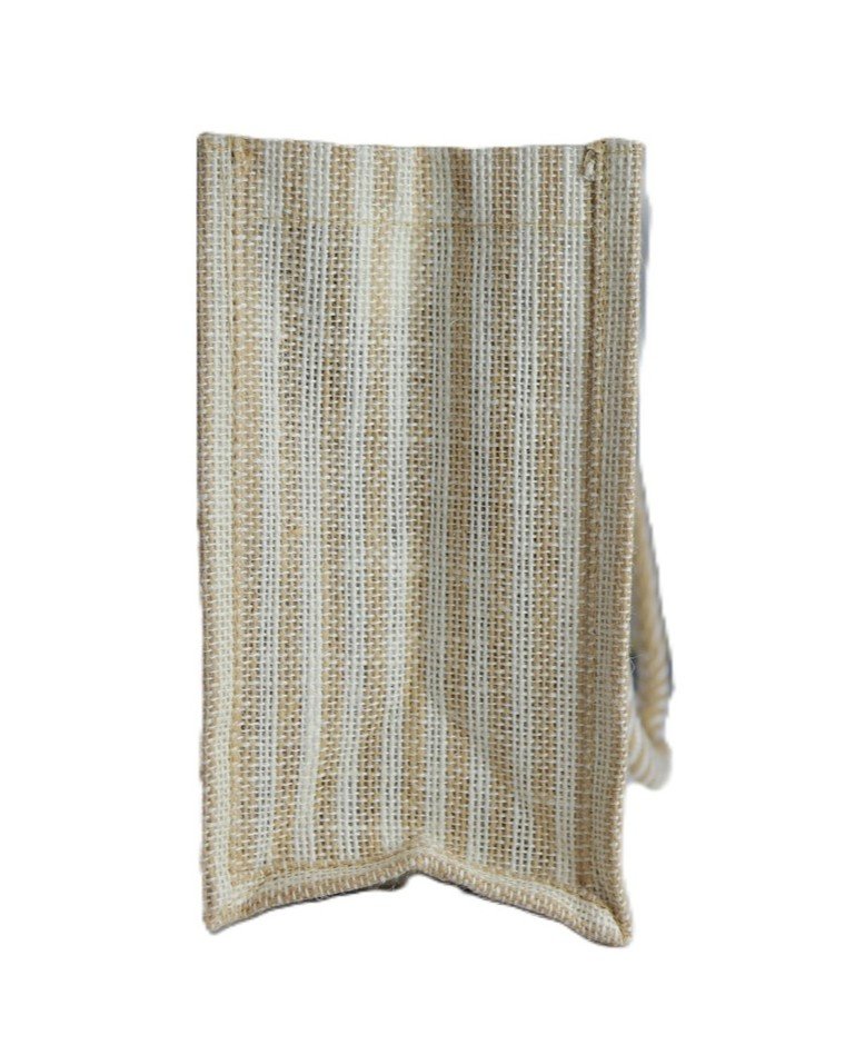 Premium Striped Jute Handbag with Zipper Closure and Inner Compartment - Image 2
