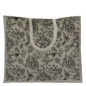 Black and white printed canvas shopping bag online