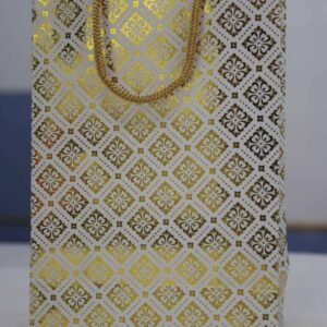 White paper bag with golden box design