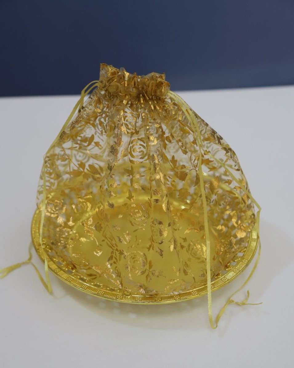 Premium Golden Organza Gift Basket - Image 3
