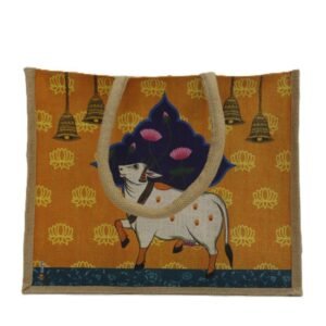 komatha design printed jute handbag