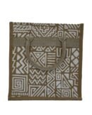 jute handbag with assorted white prints