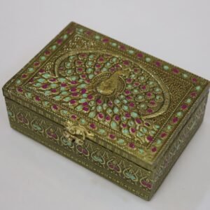 Extra-large kalamkari peacock-designed jewel box
