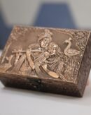 Copper finish radhe krishna designed jewel box