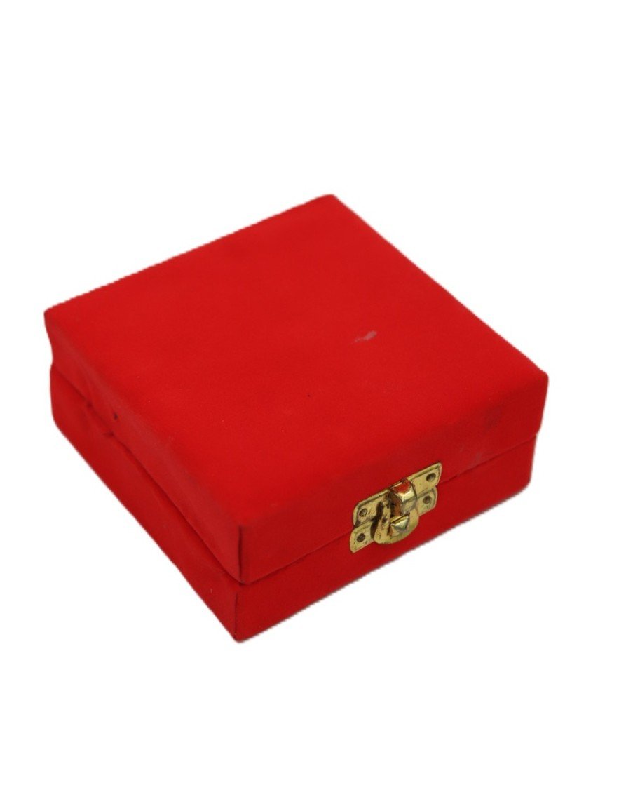 Red velvet Box with German Silver Bowl & spoon - Image 2