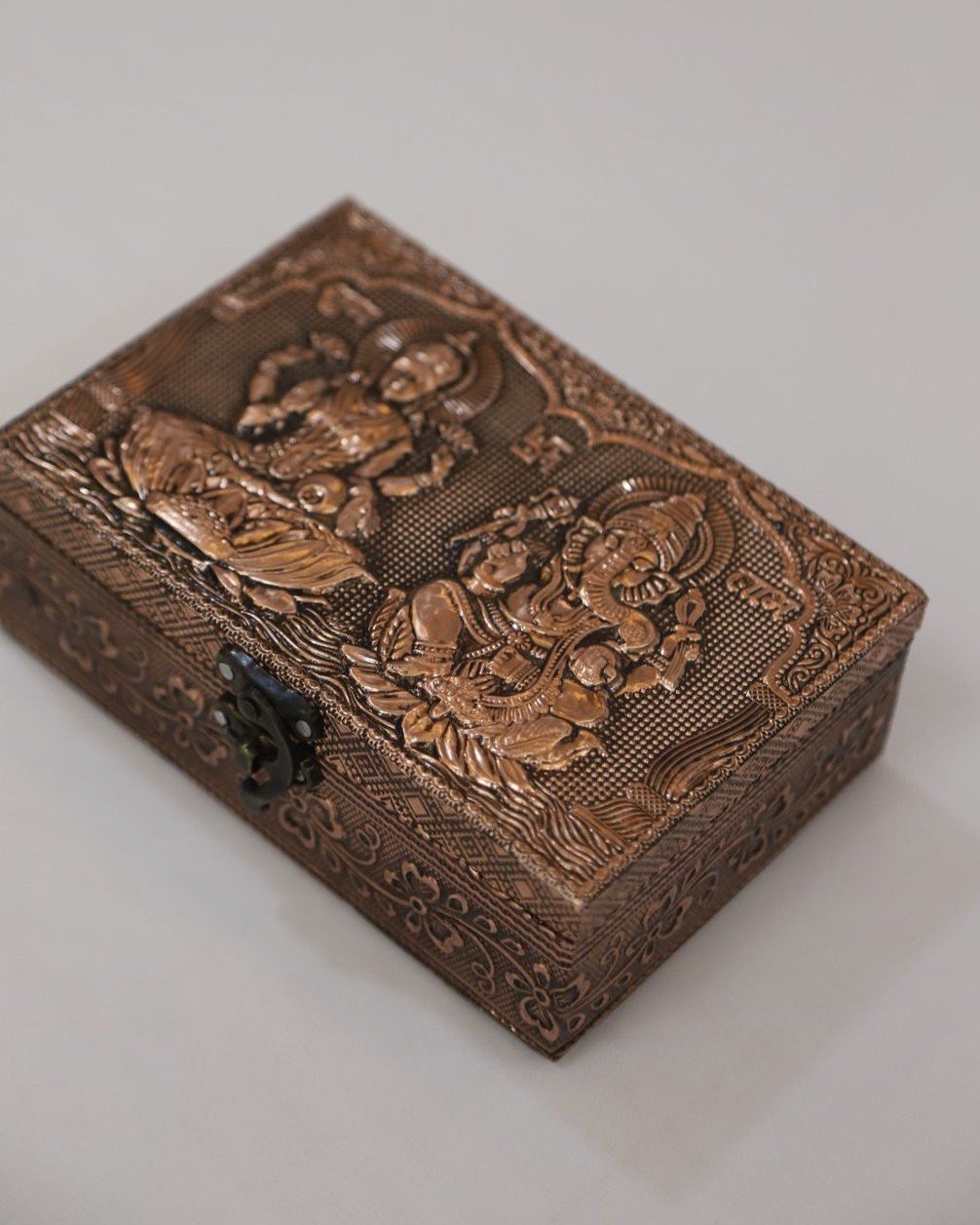 Saraswathi & Ganesha designed Jewel box with Copper Finish - Image 2