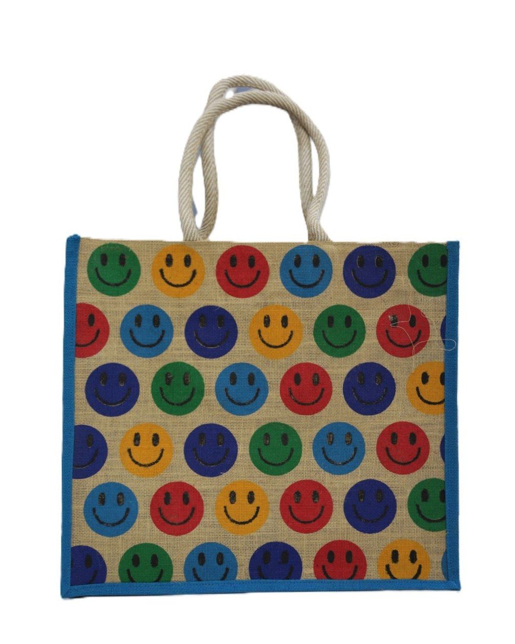 Jute Bag with Colorful Smiley Face design – Eco-Friendly & Stylish - Image 2