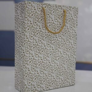 White & gold floral design paper bag