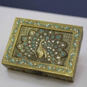 Peacock designed kalamkari jewel box