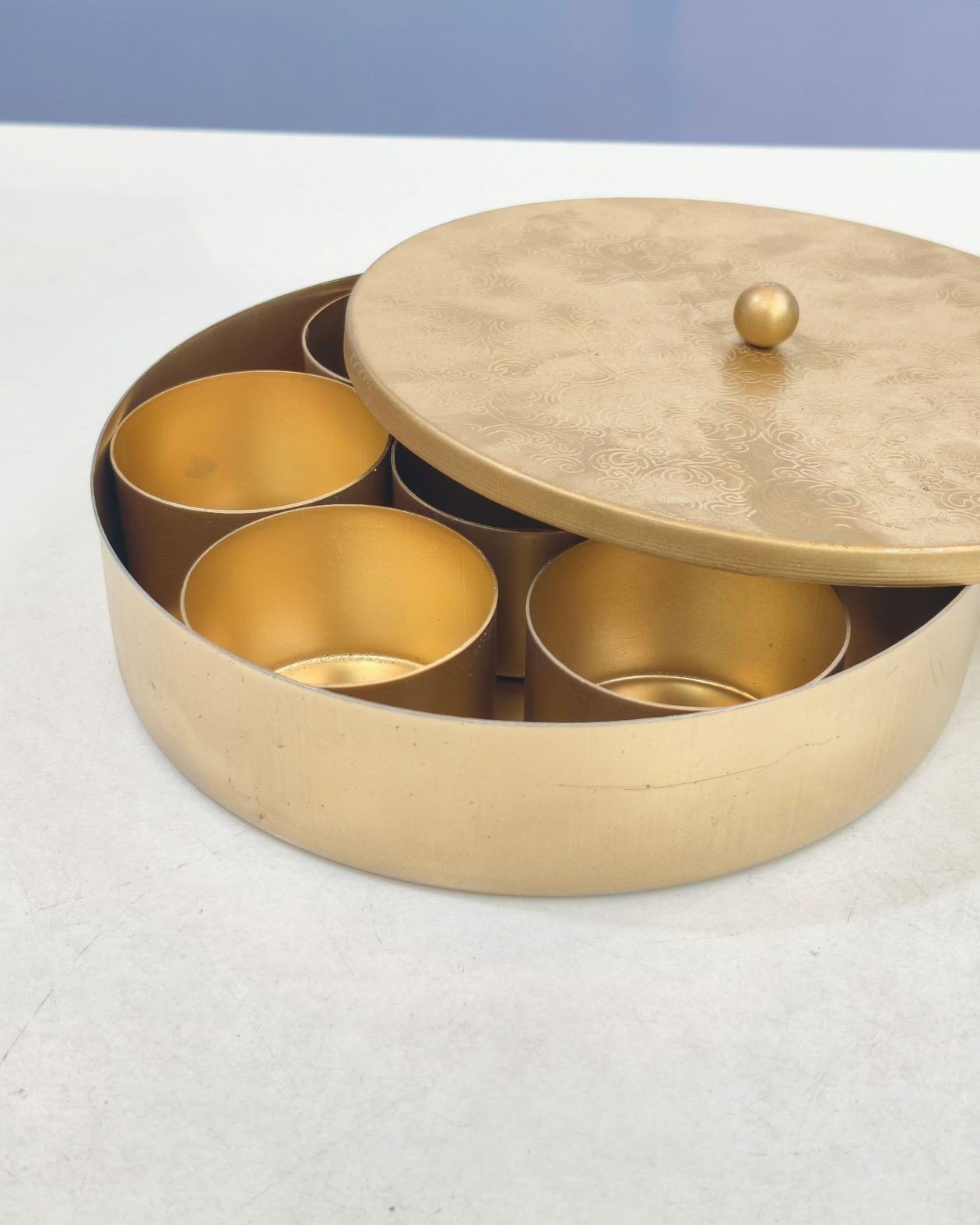Large Brass Coating Masala Box 8" - Image 2