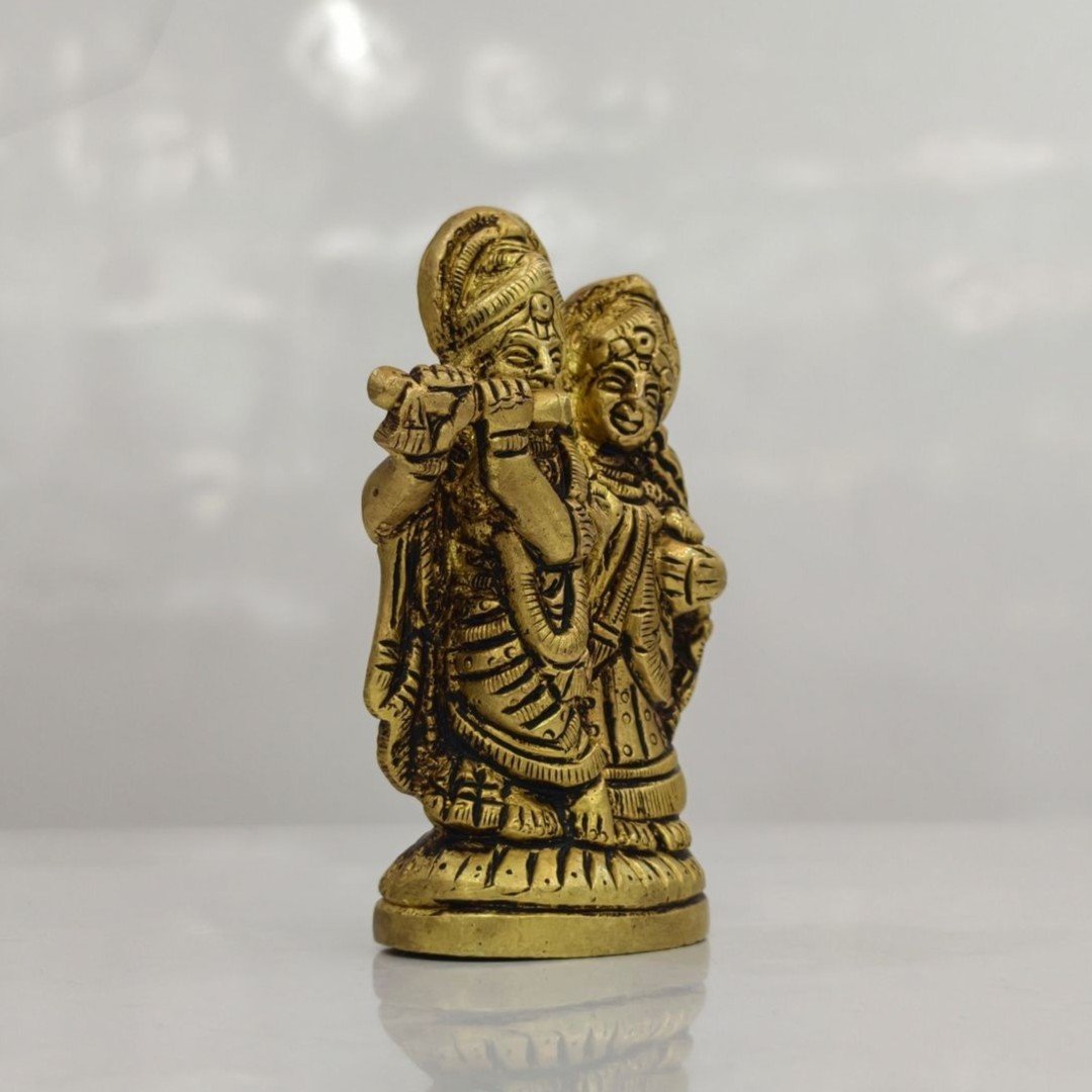 Radha Krishna Brass Idol - Image 2