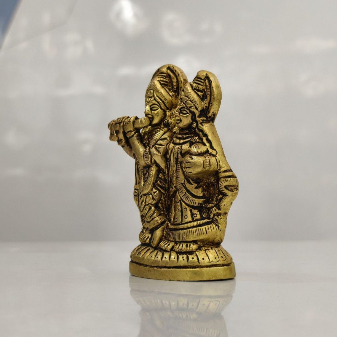 Radha Krishna Brass Idol - Image 3