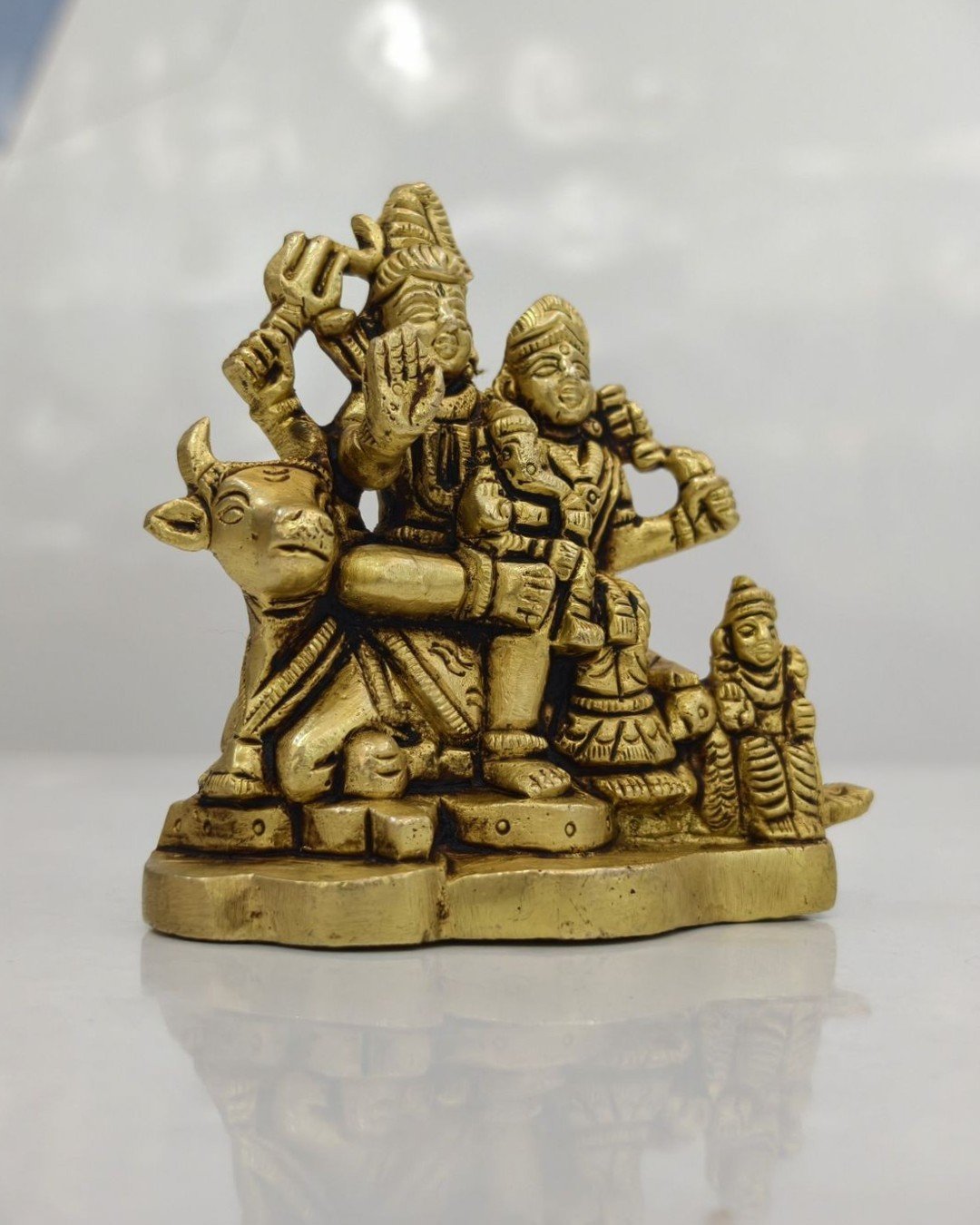 Brass Complete Shivan and Parvathi idol - Image 3