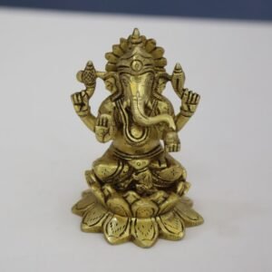Brass ganesha idol with lotus base