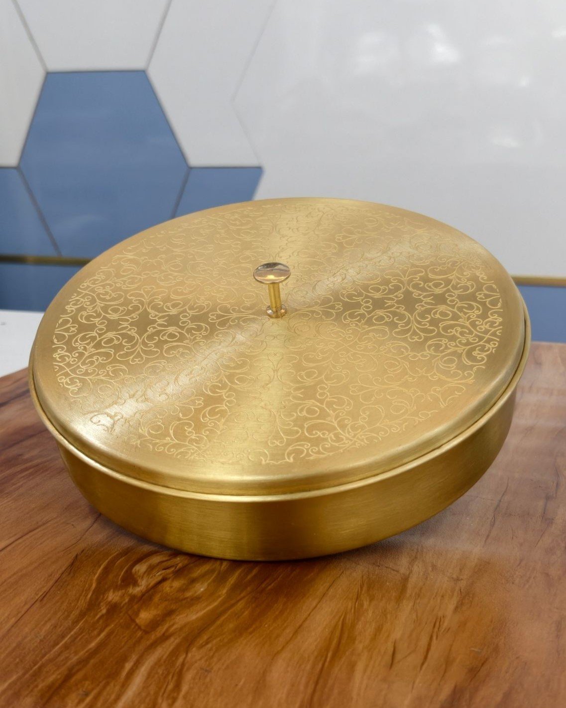 Medium brass masala box for kitchenware set