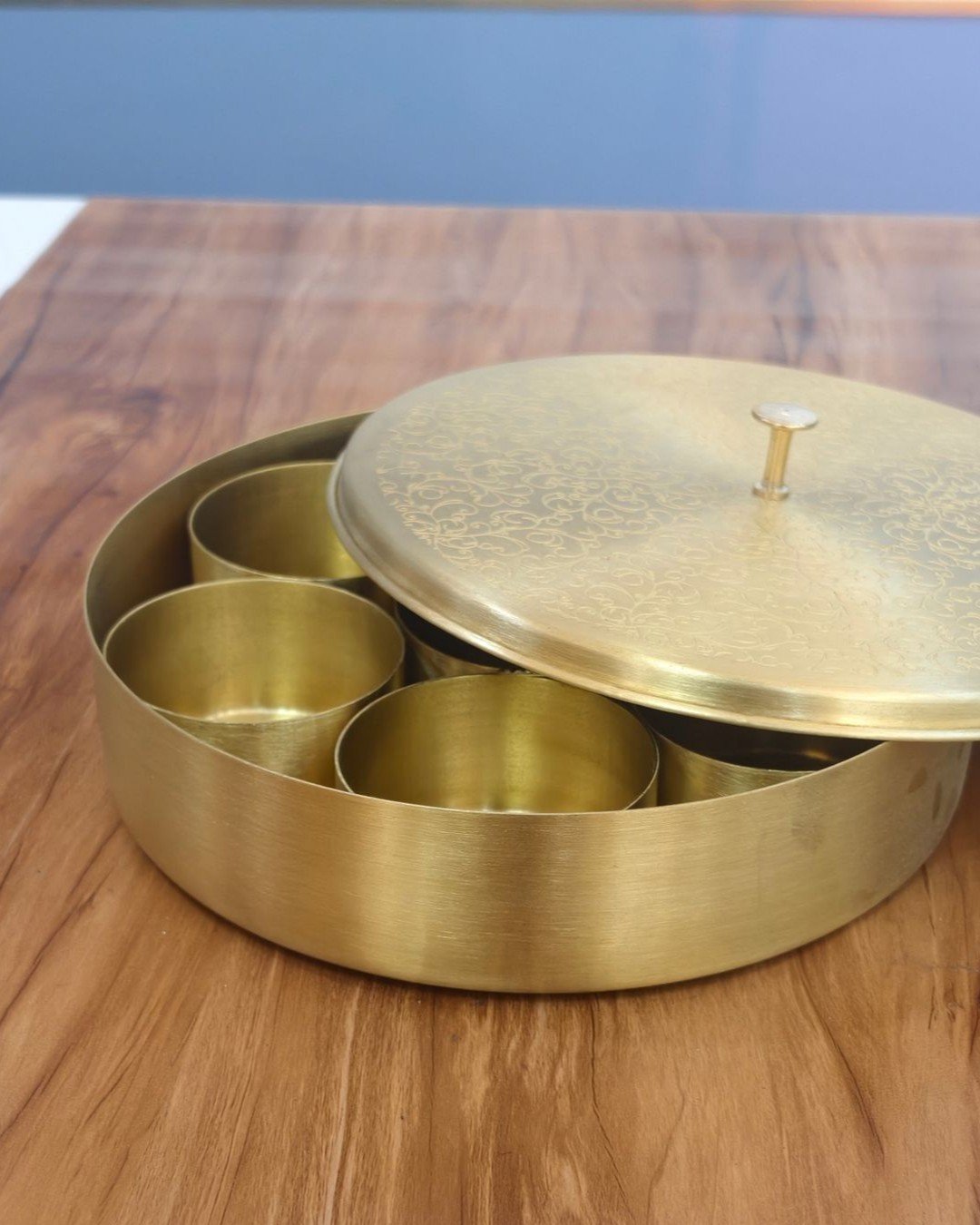 Large Brass Masala Box Kitchenware Set 8" - Image 3