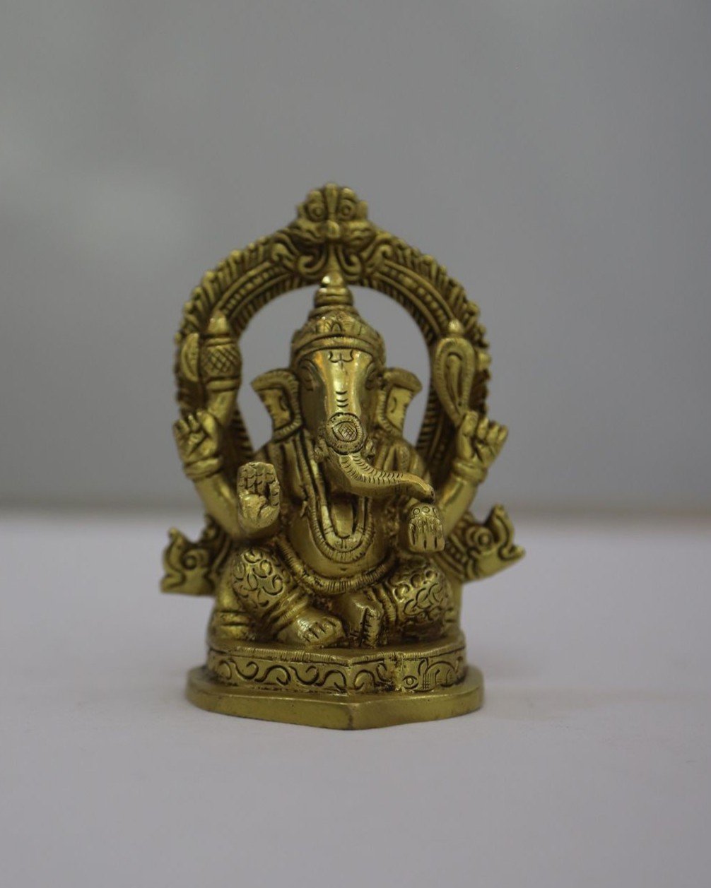 Brass Ganesha Idol with Arch 5" - Image 2
