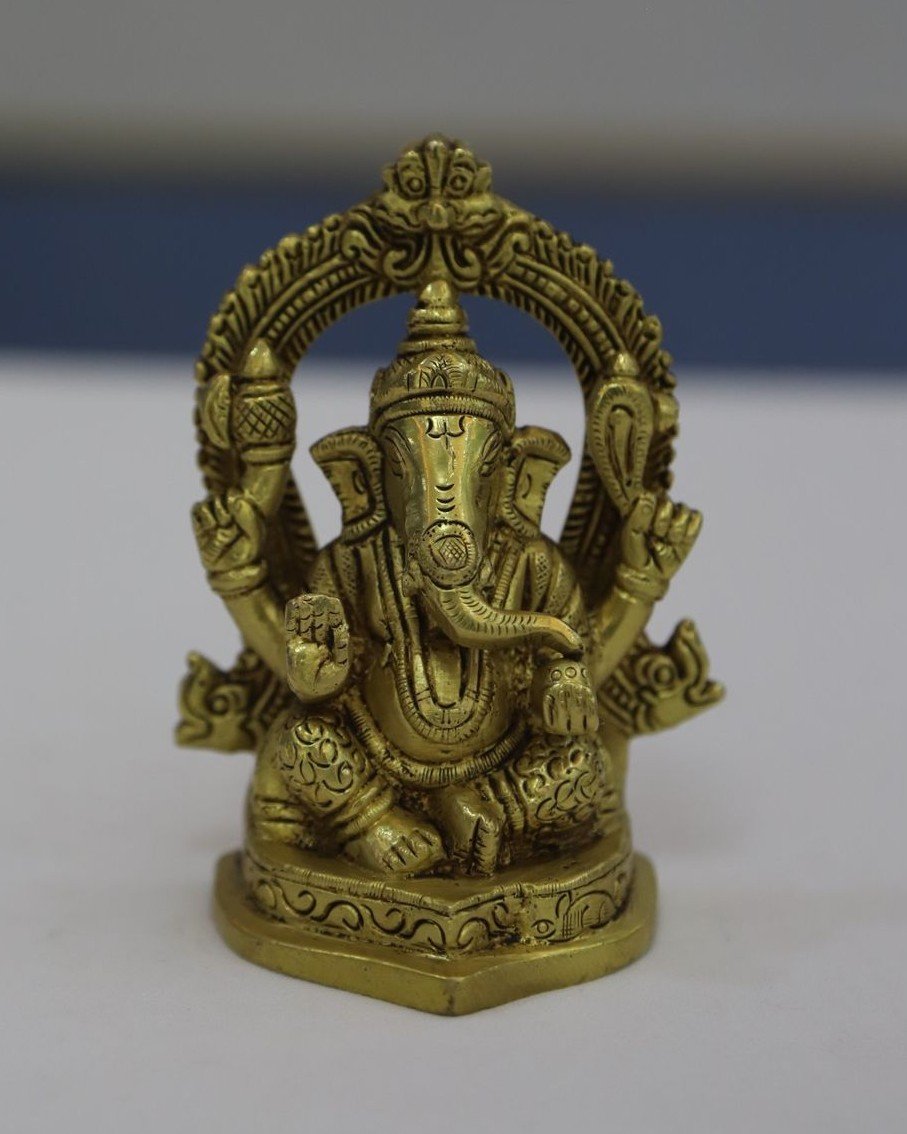 Brass ganesha idol with arch