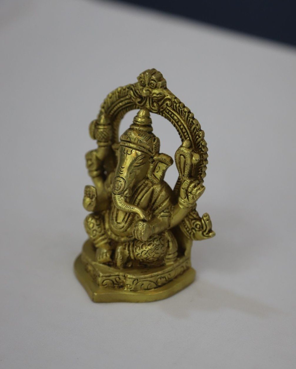 Brass Ganesha Idol with Arch 5" - Image 3