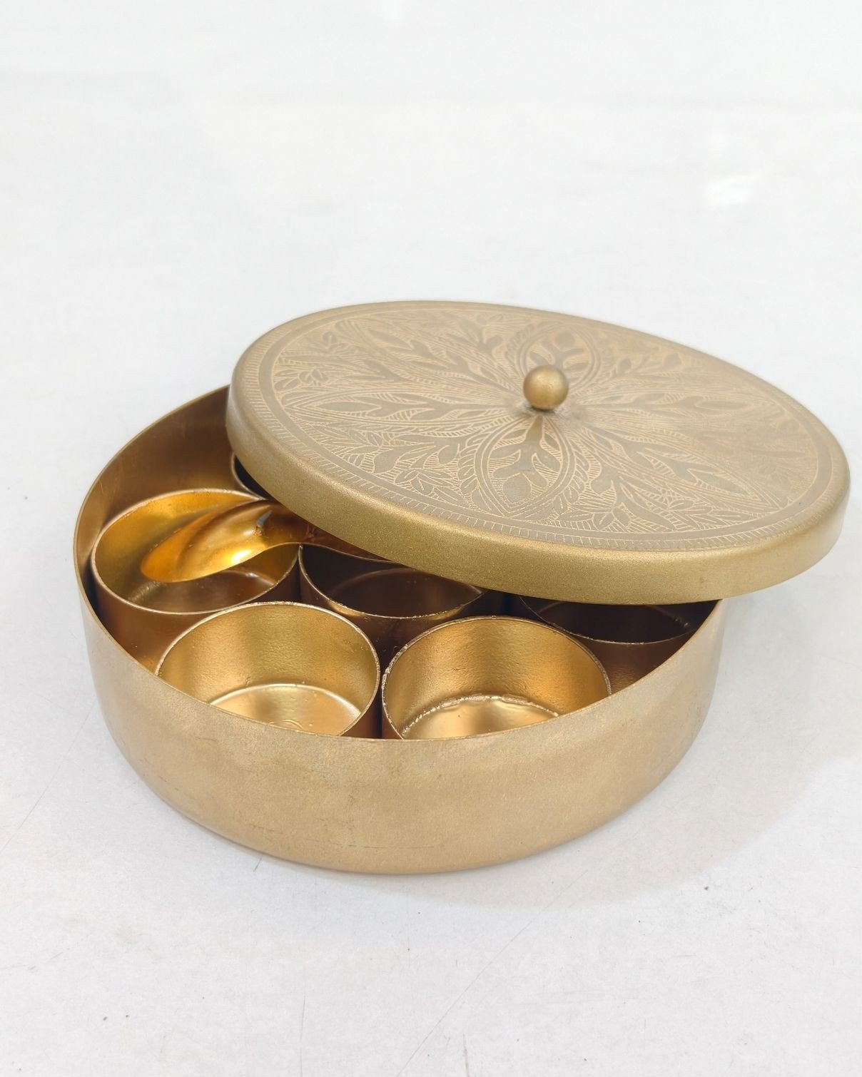 Premium Brass Coating Masala Box 6" - Image 2