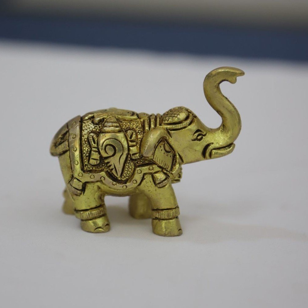 Brass Elephant Statue Medium - Image 3