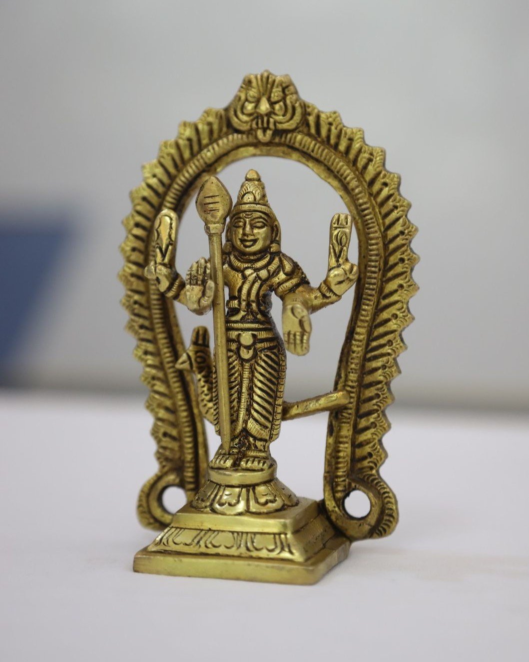 Brass Murugar Idol with Arch 5" - Image 2
