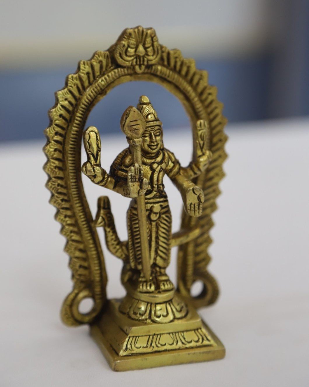 Brass Murugar Idol with Arch 5" - Image 3