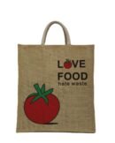 Natural jute bag with love food