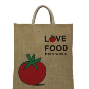 Natural jute bag with love food
