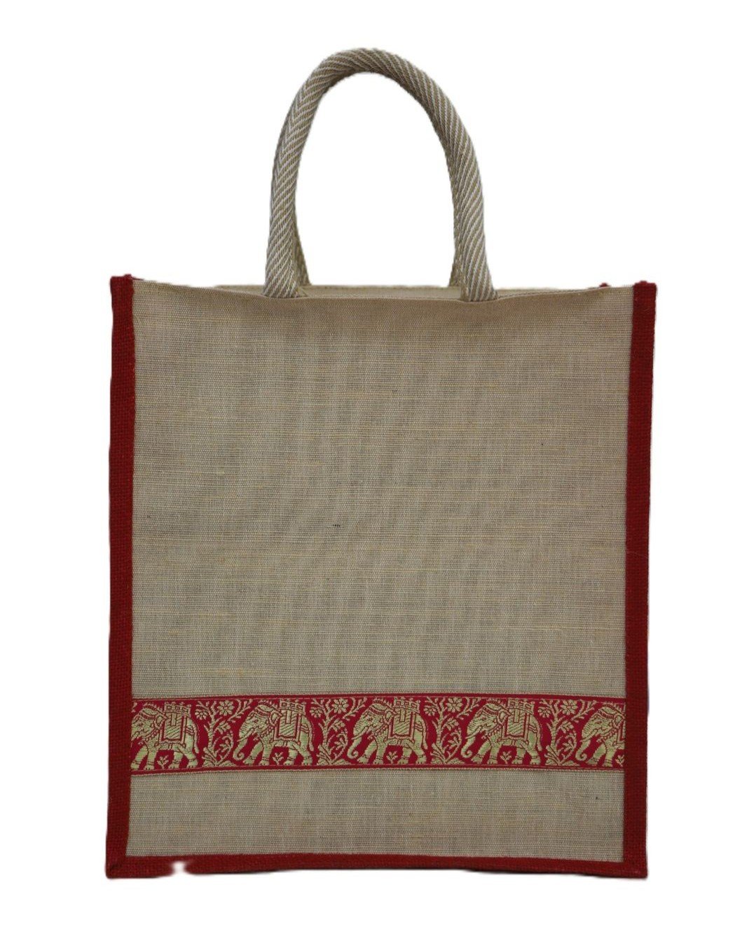 Natural Jute bag with Jari Design - Image 2