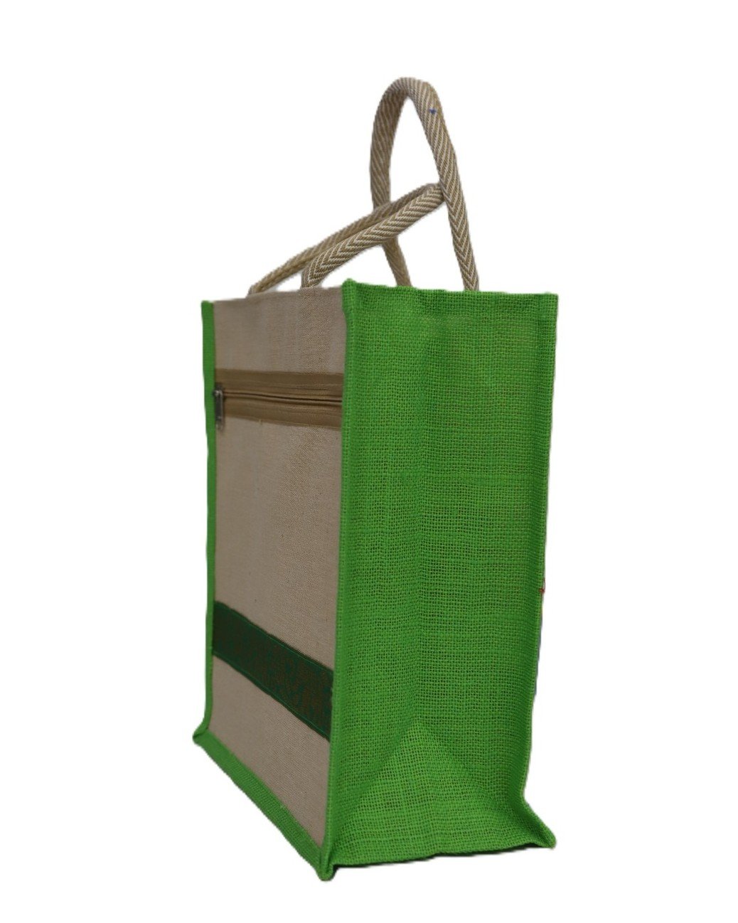 Natural Jute bag with Jari Design - Image 5