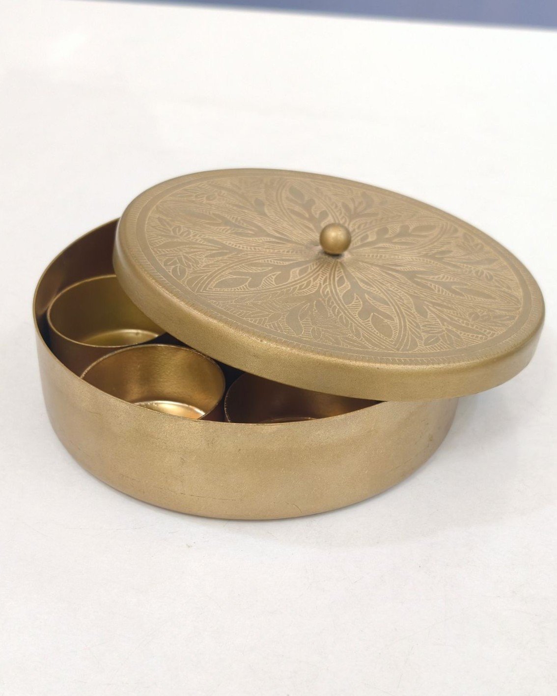 Small Brass Coating Masala Box 5" - Image 4