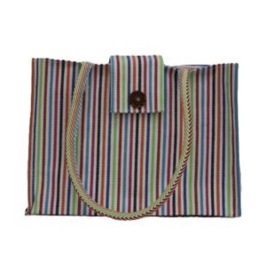 canvas handbag with color stripe design