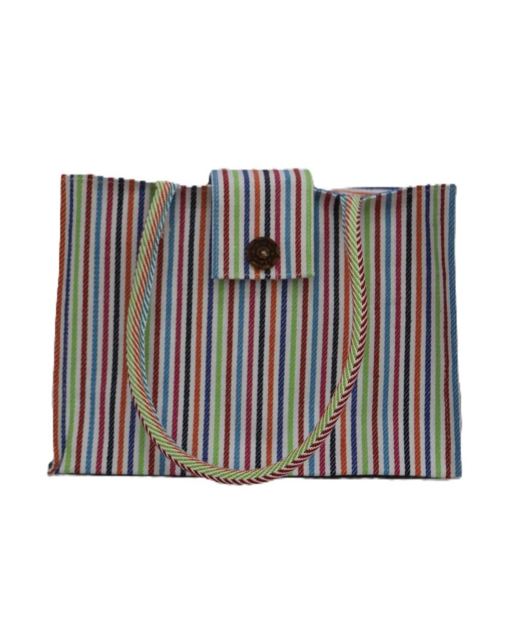 canvas handbag with color stripe design