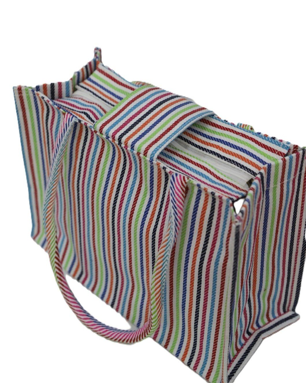 Canvas Color Stripe Handbag - Image 3