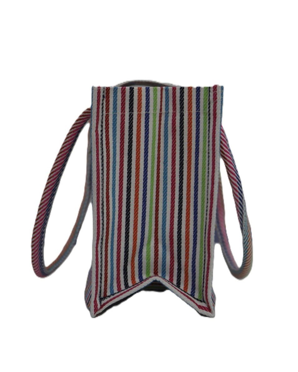 Canvas Color Stripe Handbag - Image 4