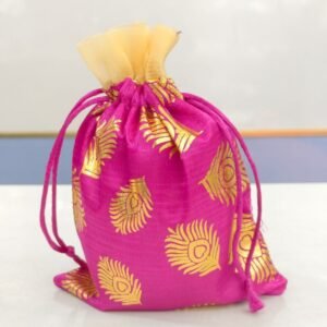 peacock designed silk potli bag